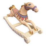 Hand-painted antique rocking horse – pastel nursery decor, heirloom toy