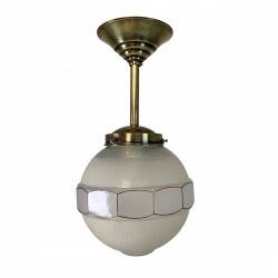 Art Deco pendant light with 12-sided glass ball, 1930s