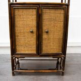 Bookcase in bamboo and caning