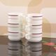 6 vintage Pyrex tableware cups USA - opaline glass with burgundy band - 1970s