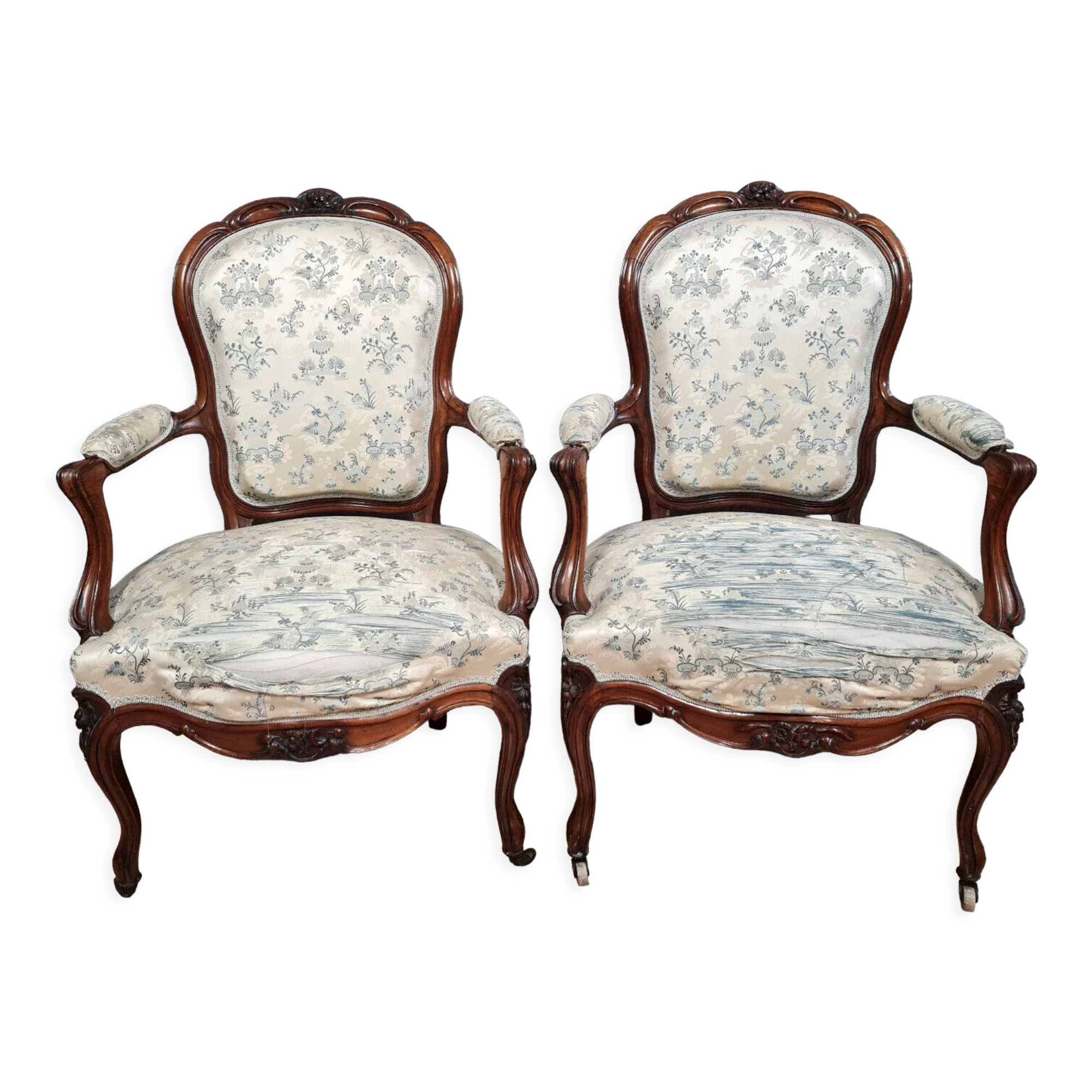 Pair of armchairs from the Napoleon III period in rosewood