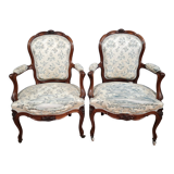 Pair of armchairs from the Napoleon III period in rosewood