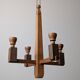 Danish hanging wooden candelabra, Art Deco style, 1970s