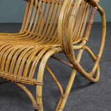 Unique Dutch design rattan armchair, 1950s