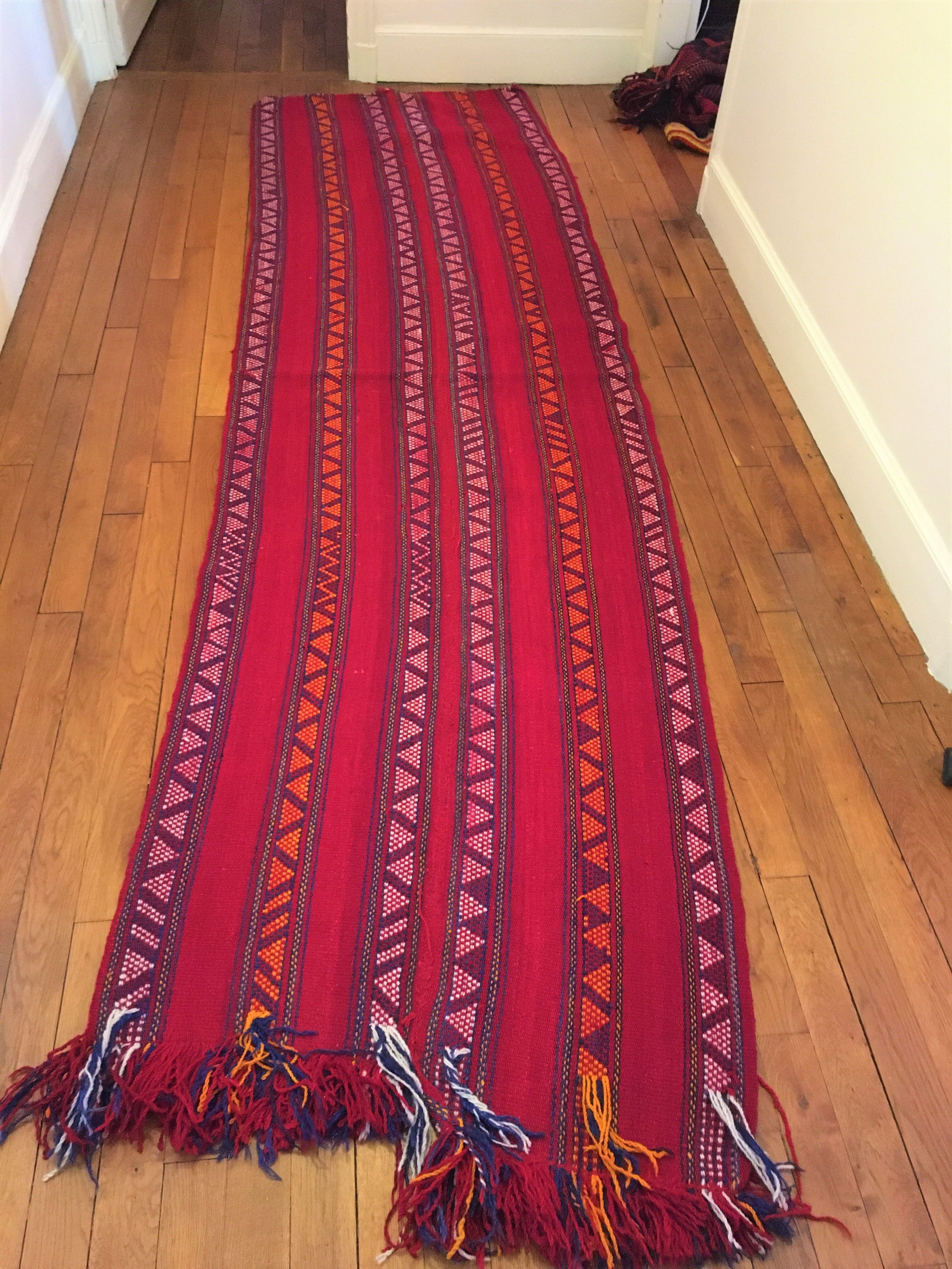 Hand-woven camel wool hallway rug 90x330cm