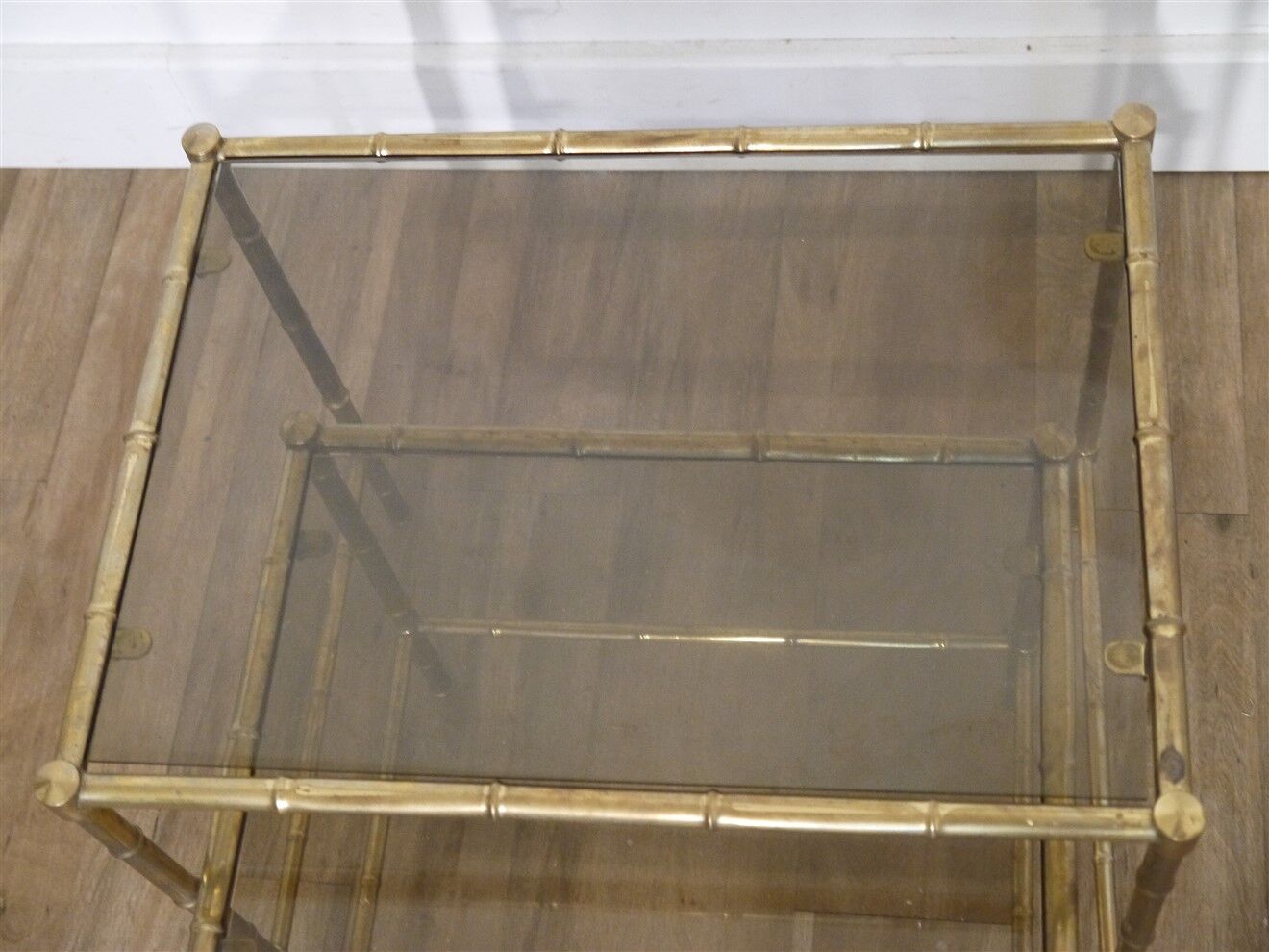 Brass nesting tables "faux bamboo" 1970