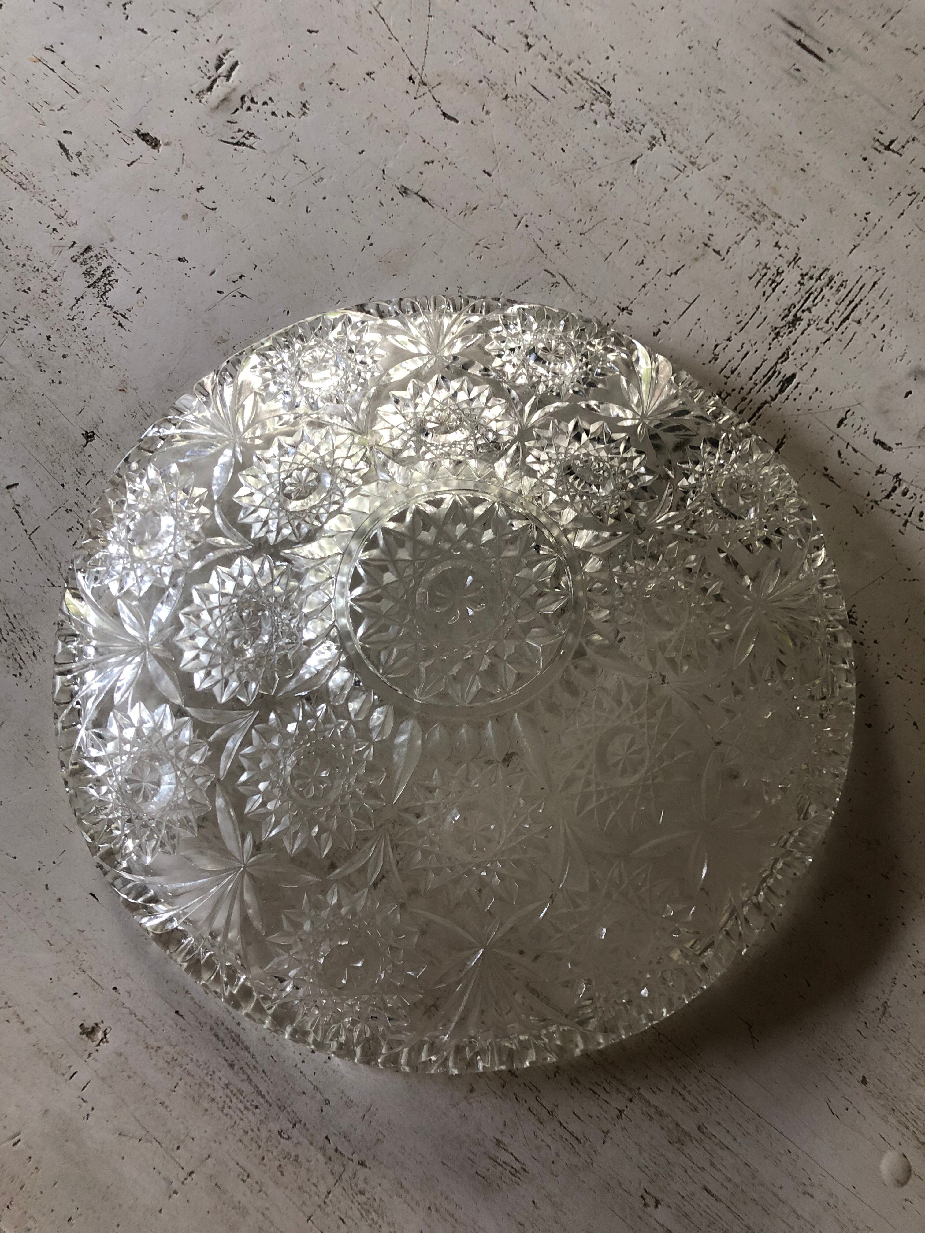 Chiseled glass dish