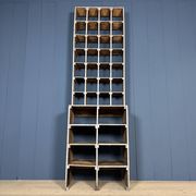 Large old industrial wooden workshop pigeonhole cabinet