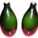 Pair of vases glass "bottle" double layer, 70 years