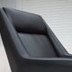 1970s, Danish highback armchair, black artificial leather, teak wood legs.