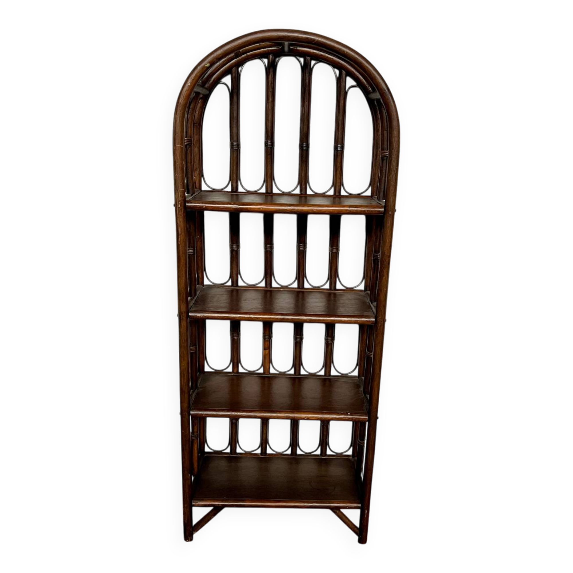 Vintage rattan bookcase shelf