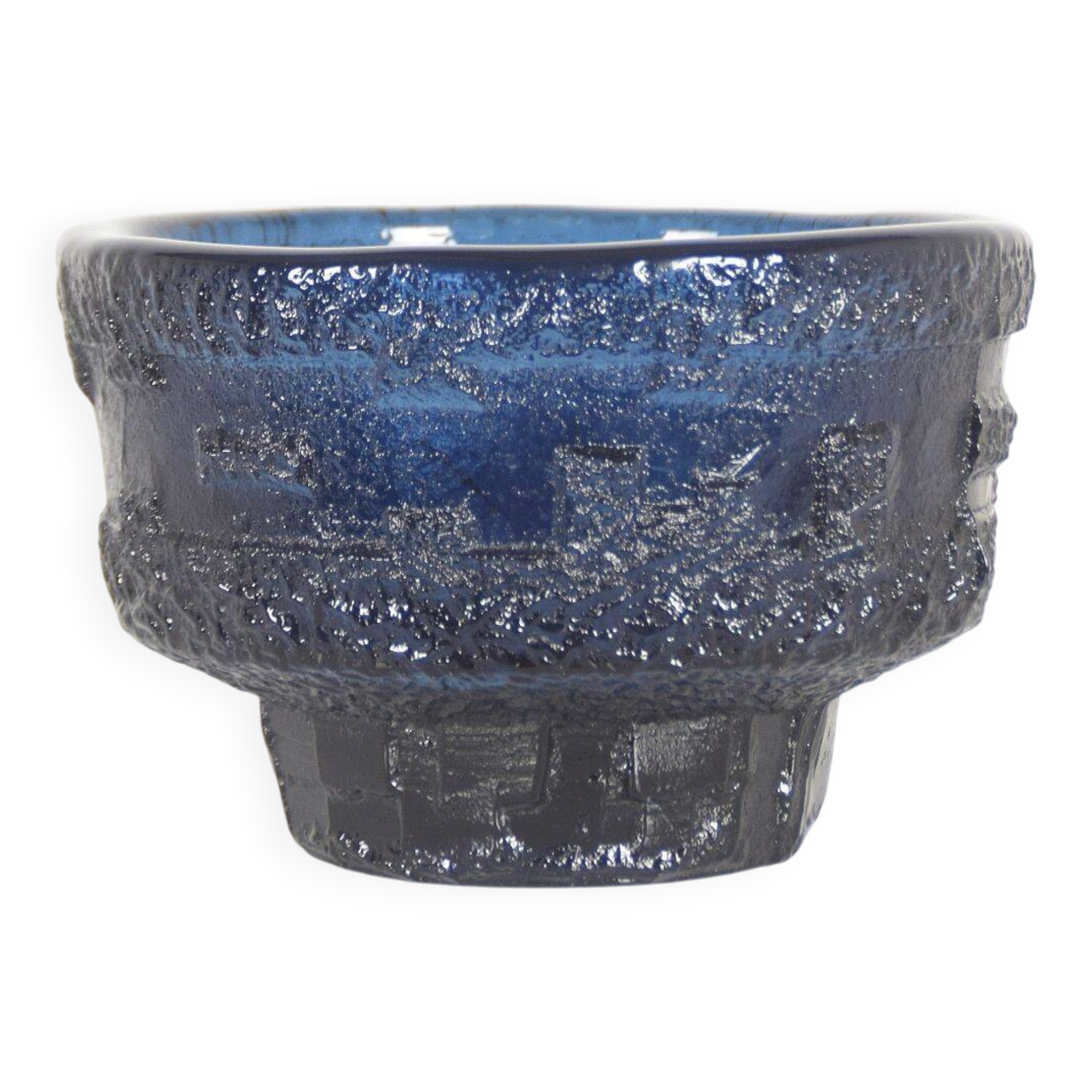 Swedish Cobolt bowl by Göte Augustsson for Ruda Glasbruk, 1960s
