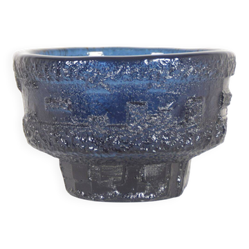 Swedish Cobolt bowl by Göte Augustsson for Ruda Glasbruk, 1960s