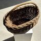 Large antique woven wicker basket with handle H45 L43 D25