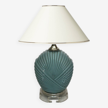 Dusty Blue Candy Table Lamp Turquoise 1970s Hollywood Regency Midcentury Vintage