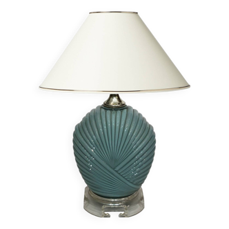 Dusty Blue Candy Table Lamp Turquoise 1970s Hollywood Regency Midcentury Vintage