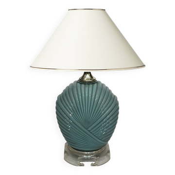 Dusty Blue Candy Table Lamp Turquoise 1970s Hollywood Regency Midcentury Vintage
