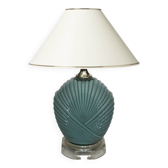 Lampe de table Dusty Blue Candy Turquoise années 1970 Hollywood Regency Midcentury Vintage