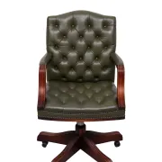 Chesterfield Green tufted Leather desk chair by Wade England 1960s