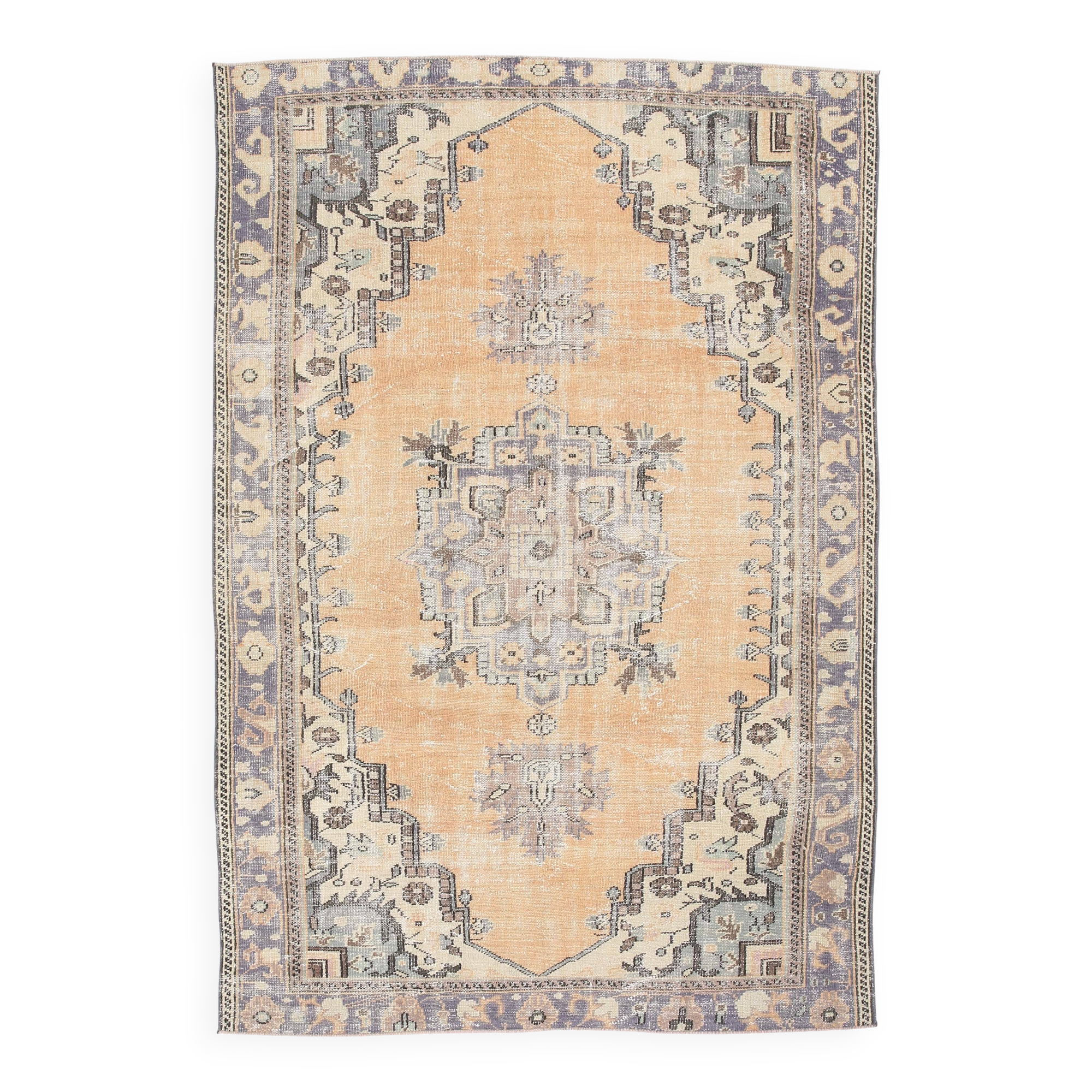 6x9 Pastel Orange Oriental Handmade Vintage Rug, 200x290Cm