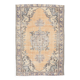 Tapis oriental vintage fait main orange pastel