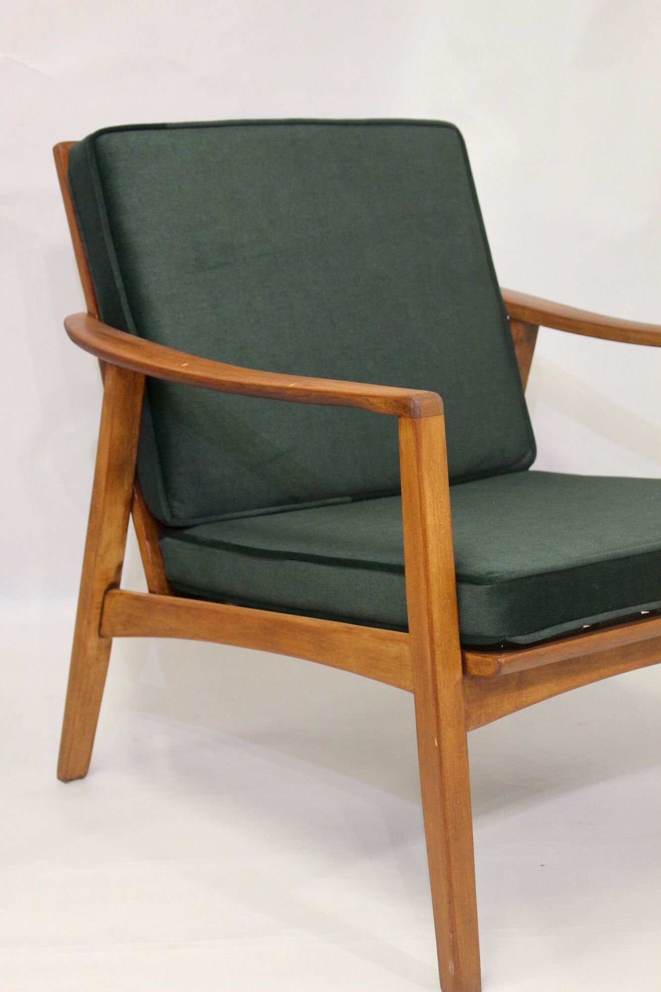 Pair of Scandinavian style armchairs, red velvet fir fabric 60s