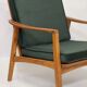 Pair of Scandinavian style armchairs, red velvet fir fabric 60s