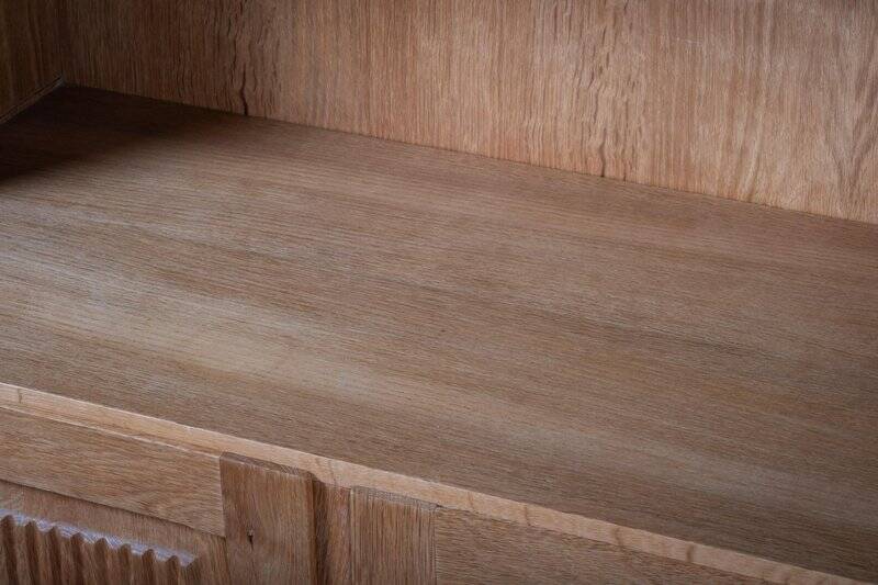 Brutalist Oak Bookcase by Henning Kjærnulf, Denmark, 1960s