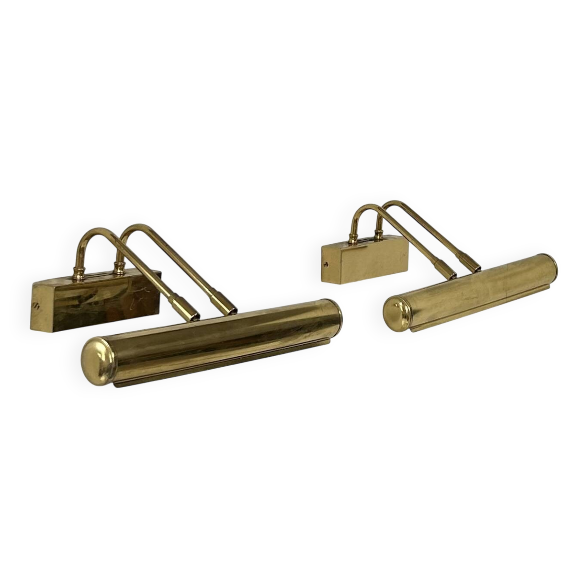Paire d'appliques vintages orientable en laiton patiné, France, 1970