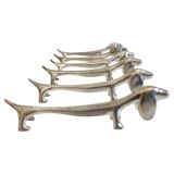 Vintage Knife Rests, Set of Six Silver Plated Dachshund Dogs, Italy, 20th-C