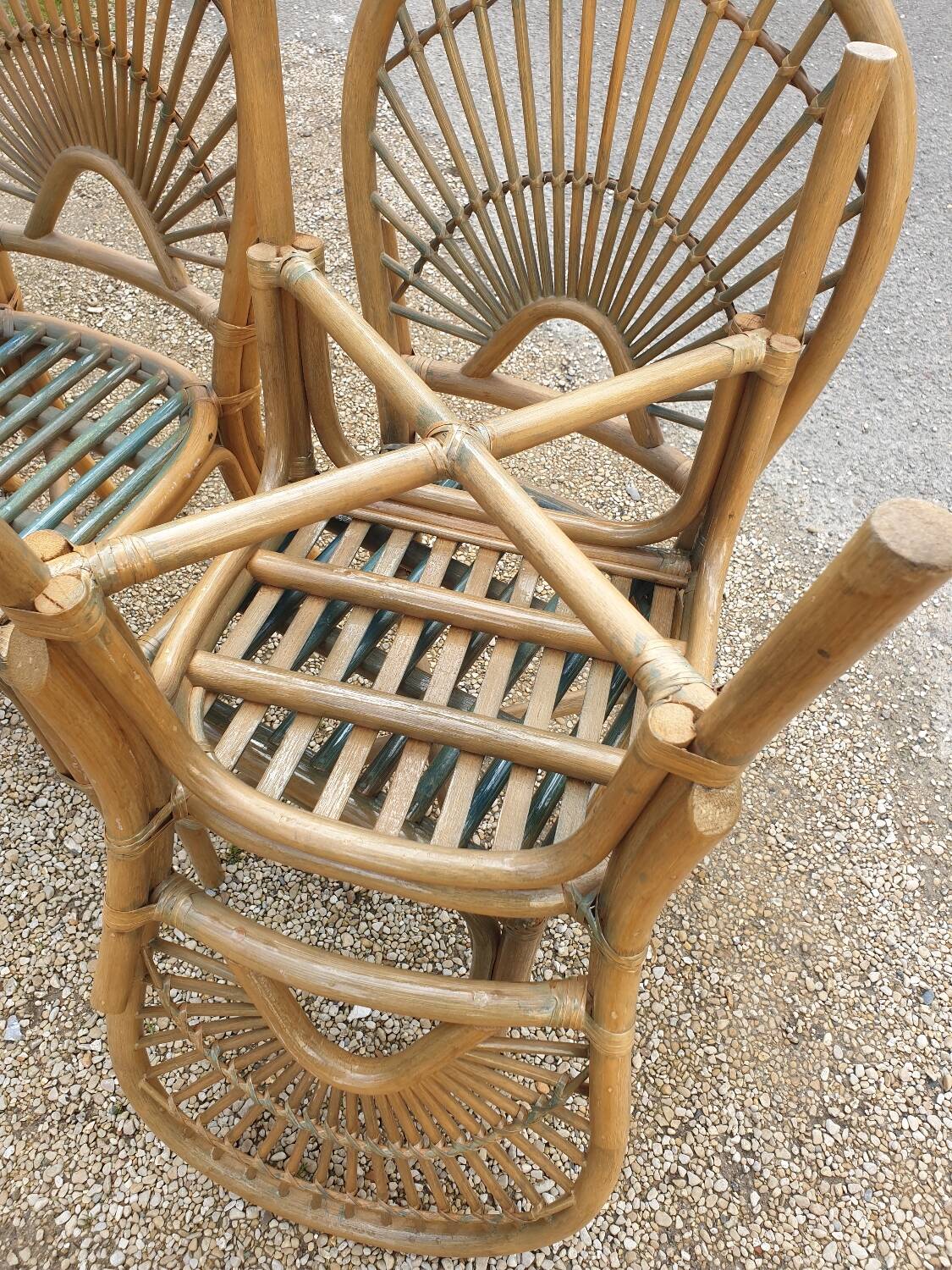 4 bamboo chairs
