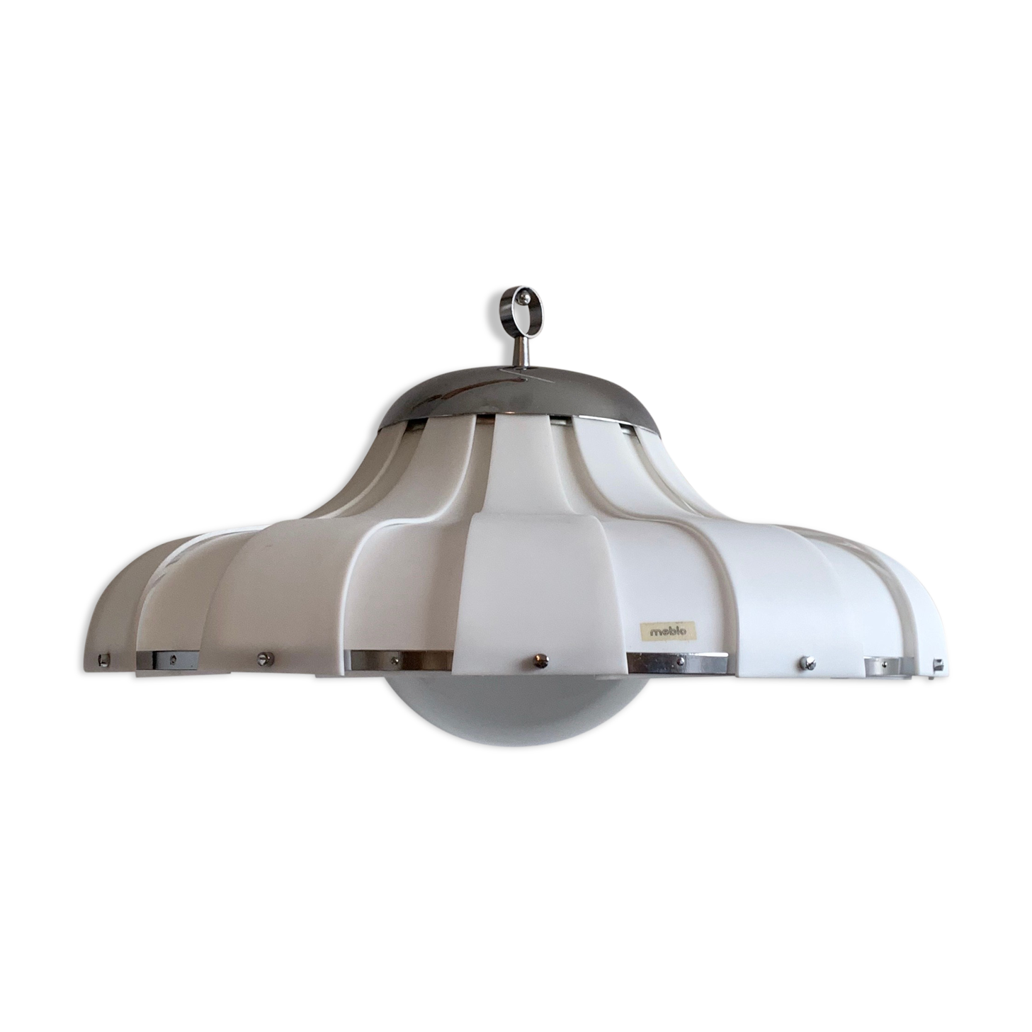 White ABS and glass pendant light by Guzzini for Meblo, Slovenia, c.1970