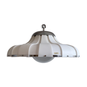 White ABS and glass pendant light by Guzzini for Meblo, Slovenia, c.1970