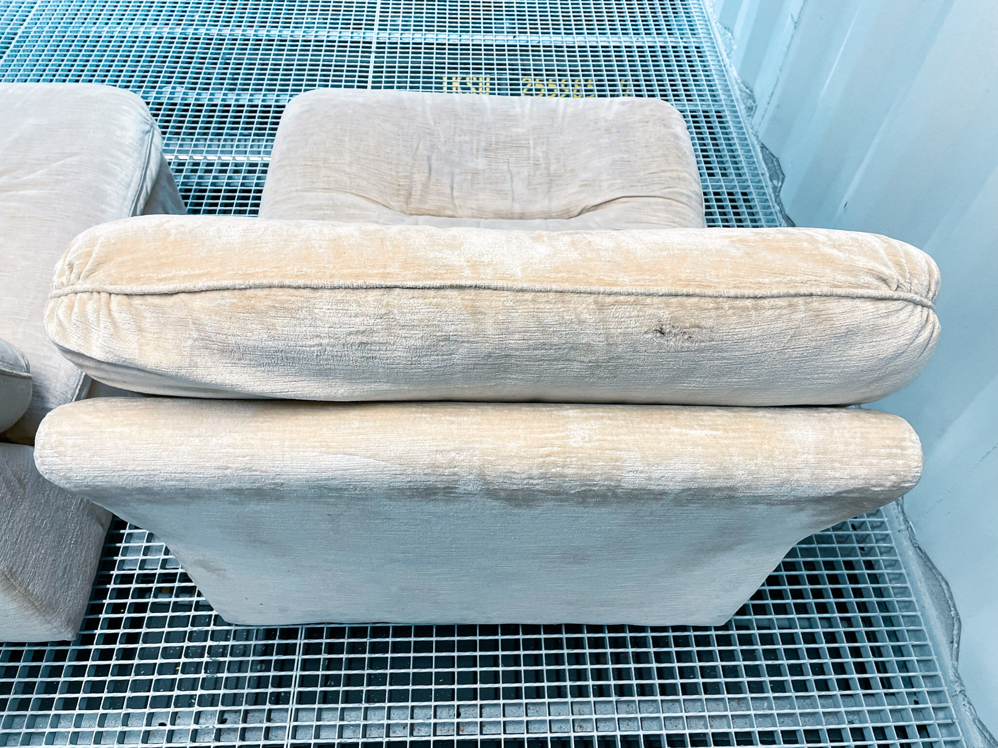 Pair of vintage beige velvet chairs