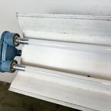 Blue industrial hanging tube light from polam gdansk, 1970s