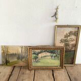 Home drawing, framed and glazed watercolor