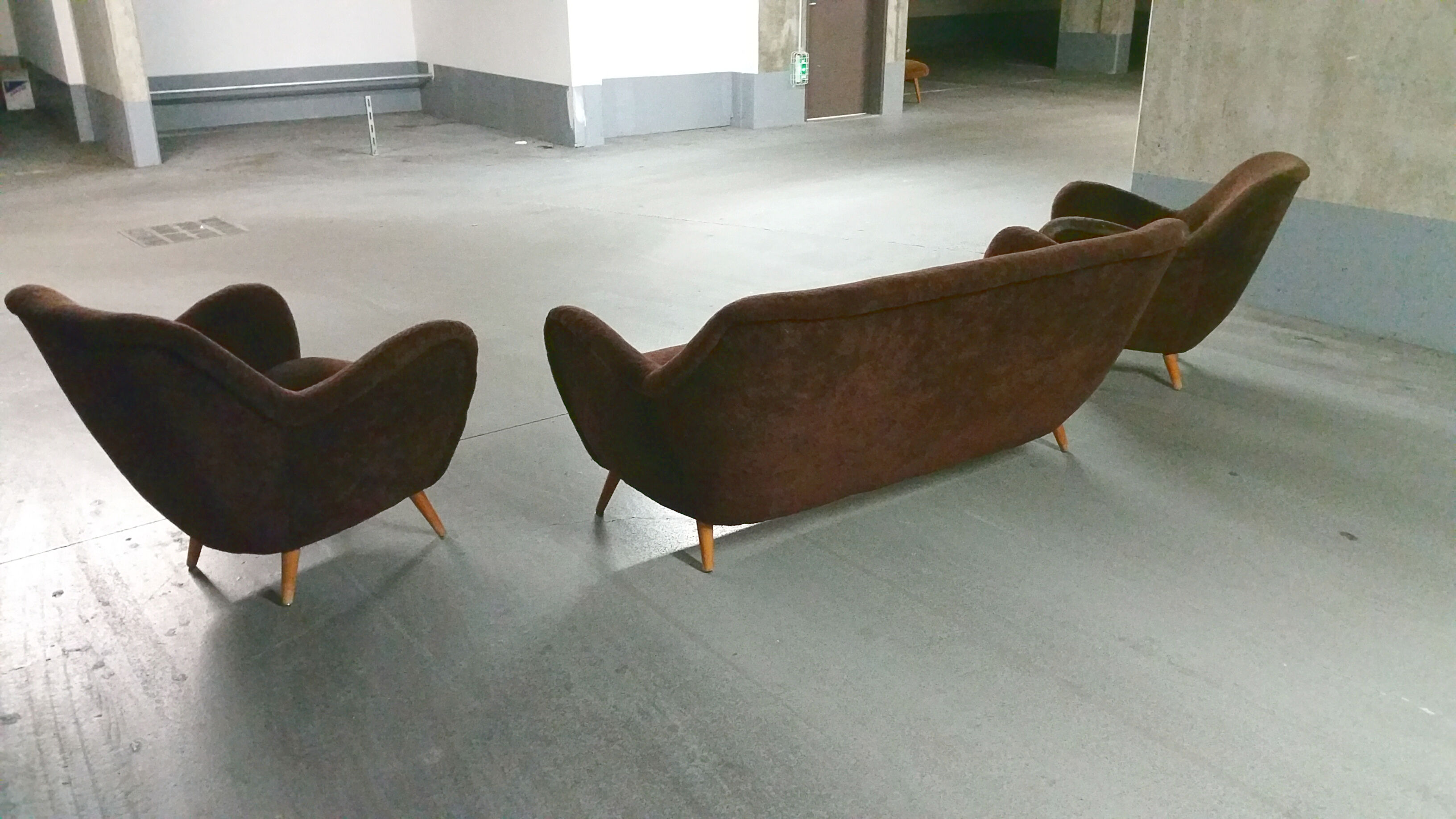 Salon canapé 2 fauteuils organic année 50