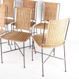 Set of 6 wicker and iron chairs