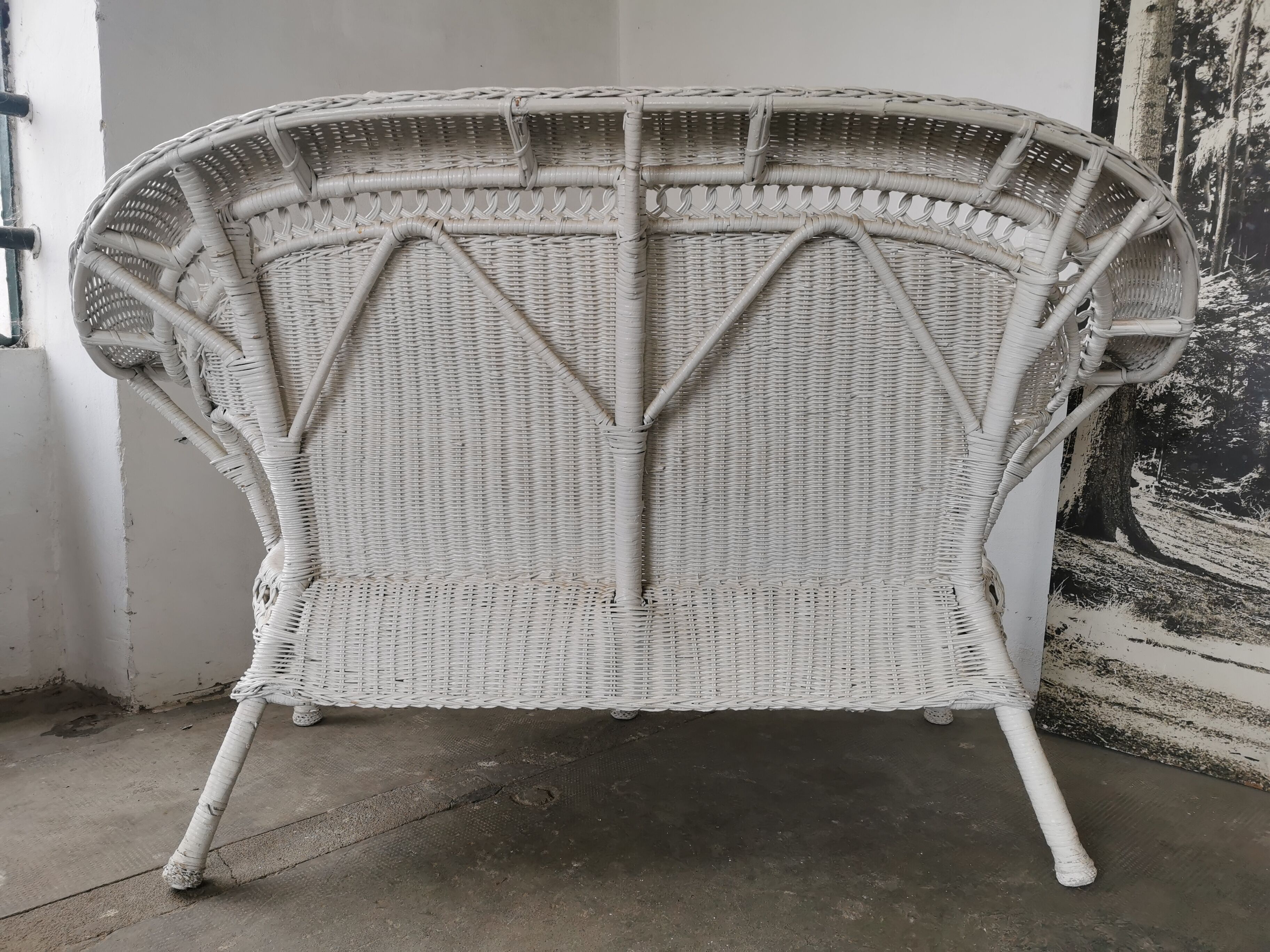Wicker bench, rattan