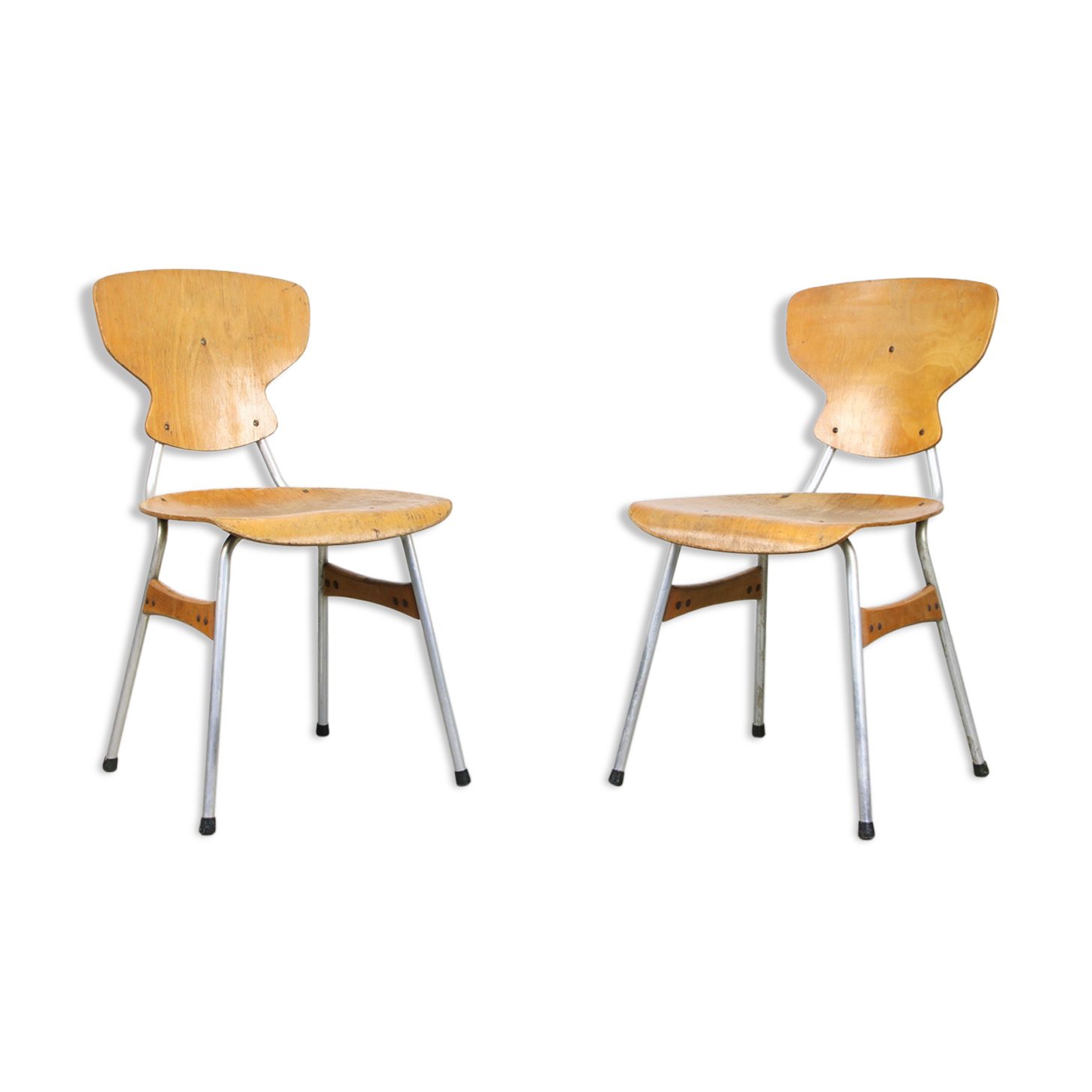 Mid-century plywood chairs by niko kralj, set of 2