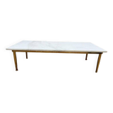 Table basse 1970 laiton et marbre de carrare