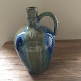 Glazed sandistle pitcher degraded in beige green blue