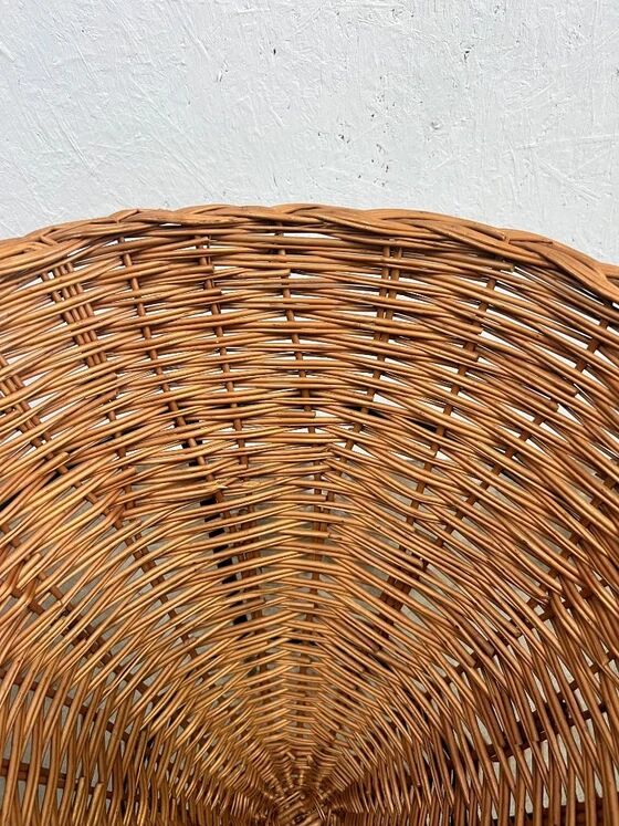 Vintage Rattan Point Basket / Plant Furniture, Netherlands 1960's