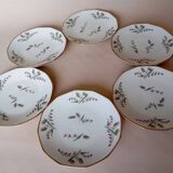 6 Limosa hard porcelain dessert plates (Limoges)