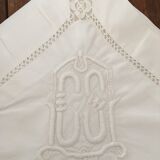 Two pillowcases made of white monogrammed cotton C S.