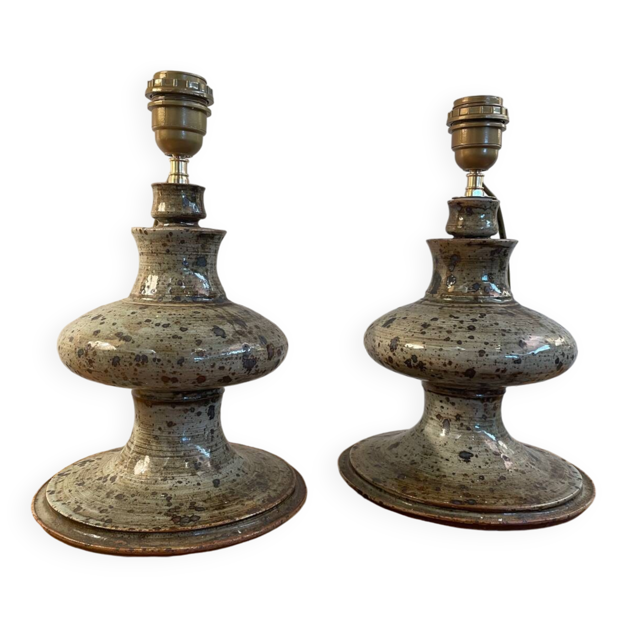 Pair of vintage 1970s stoneware lamps