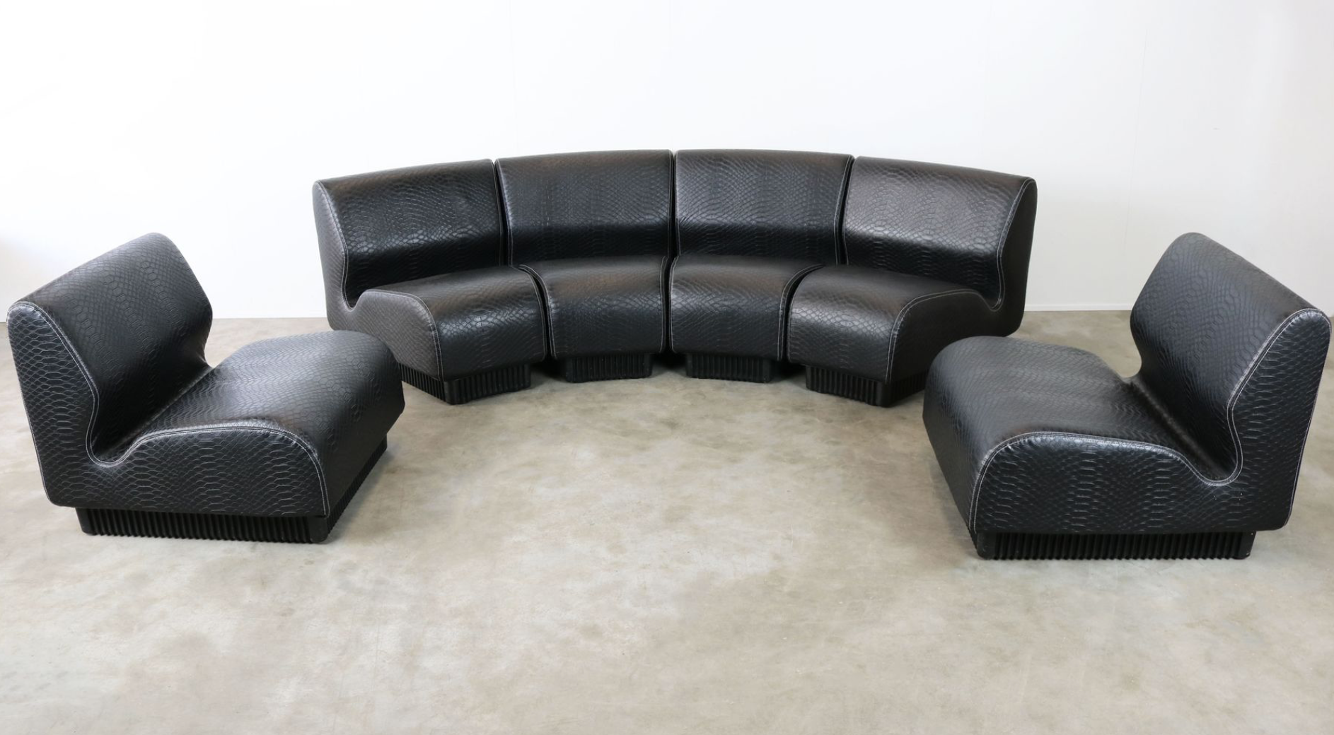 Black snakeskin modular sofa by Don Chadwick for Herman Miller 1970s