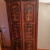 2-door wardrobe with painted patterns on wood