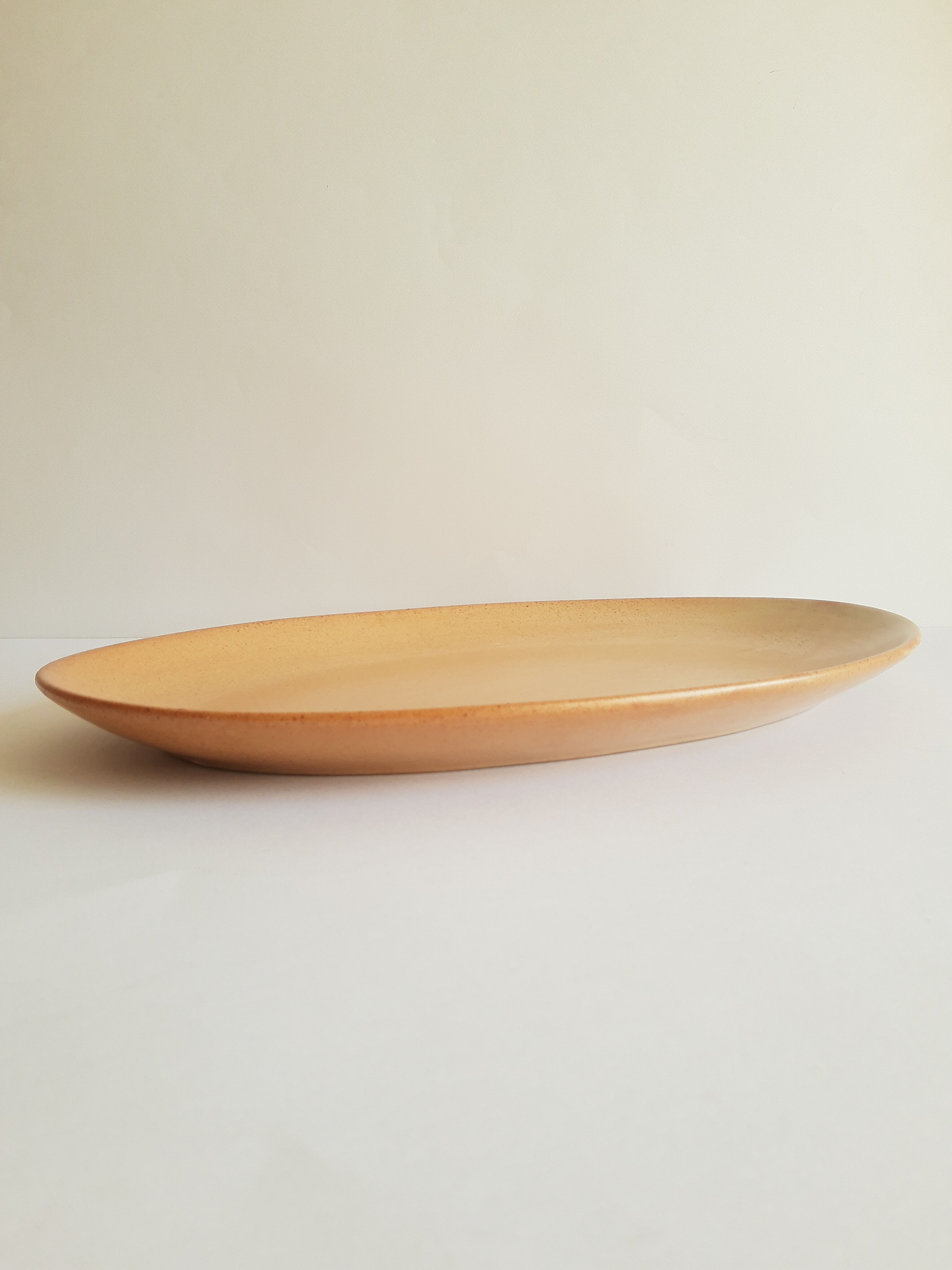 Oval stoneware dish Cnp gres village France vintage