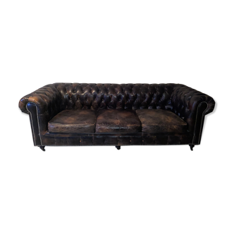 Vintage Chesterfield mocha sofa